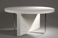 Ligne Roset, mesa grande de madera lacada y cromo, de alrededor de 1970