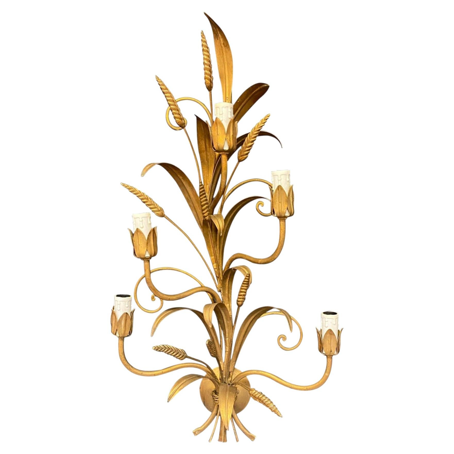 Gilded metal sconce, 'Style Baguès', circa 1950. For Sale