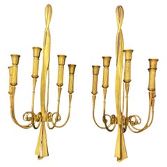 Pair of large bronze sconces attributed to Riccardo Scarpa, circa 1960.