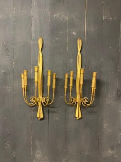 Pair of large bronze sconces attributed to Riccardo Scarpa, circa 1960.