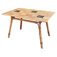 Adrien Audoux et Frida Minet, table en bambou et céramique, vers 1960/1970