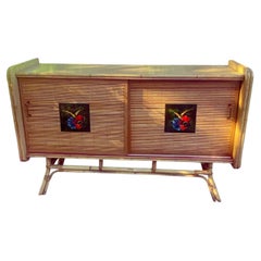 Adrien Audoux et Frida Minet, buffet en bambou et céramique, vers 1960/1970