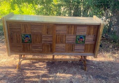 Adrien Audoux et Frida Minet, buffet en bambou et céramique, vers 1960/1970