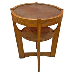 Serrurier Bovy (in the style of) Art Nouveau Gueridon, in Oak and Brass