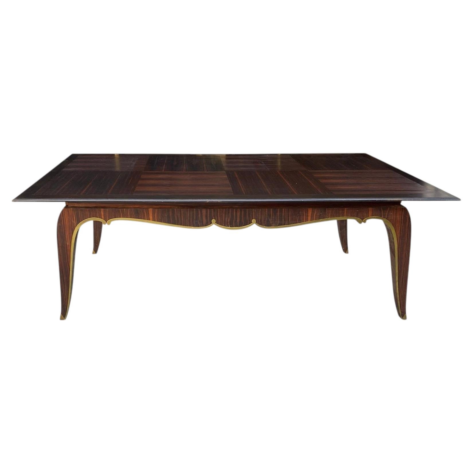 Rare large Art Deco table in Macassar ebony and bronze circa 1930