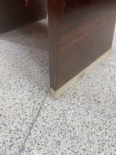 Art Deco stool in walnut veneer, bakelite plinth, circa 1930 Patina and fabric t