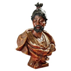 Friedrich Goldscheider (1845 - 1897). Bust of Moor. Polychrome terracotta.