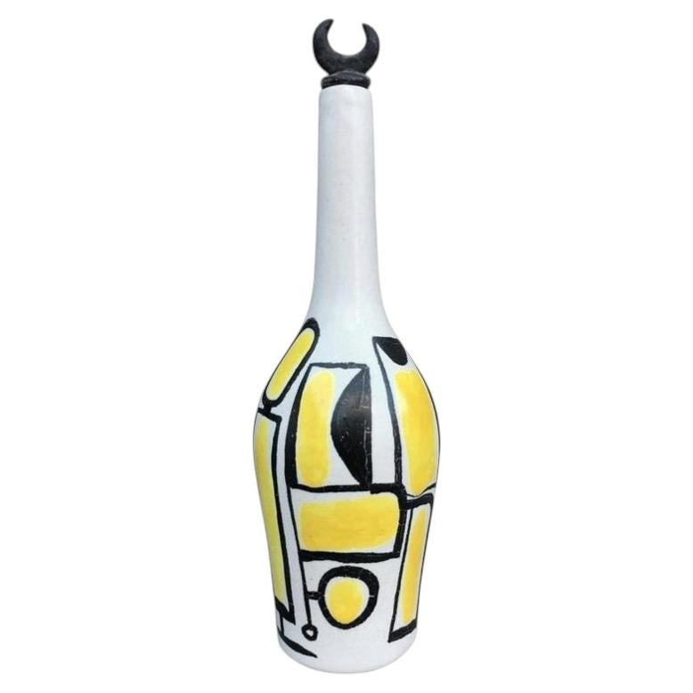 Seltene und originale Keramikflasche, signiert und aus Vallauris stammend, um 1950/19 im Angebot