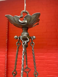 Exceptional wrought iron castle lantern circa 1930