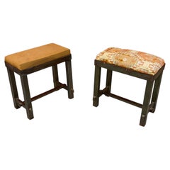2 taburetes de metal lacado, al estilo de Jacques Adnet, de alrededor de 1940/1950. Muchos