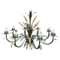 Chandelier lacquered metal circa 1950, in the style of Maison Baguès.