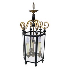 Neoclassical lantern in lacquered and gilded metal circa 1950