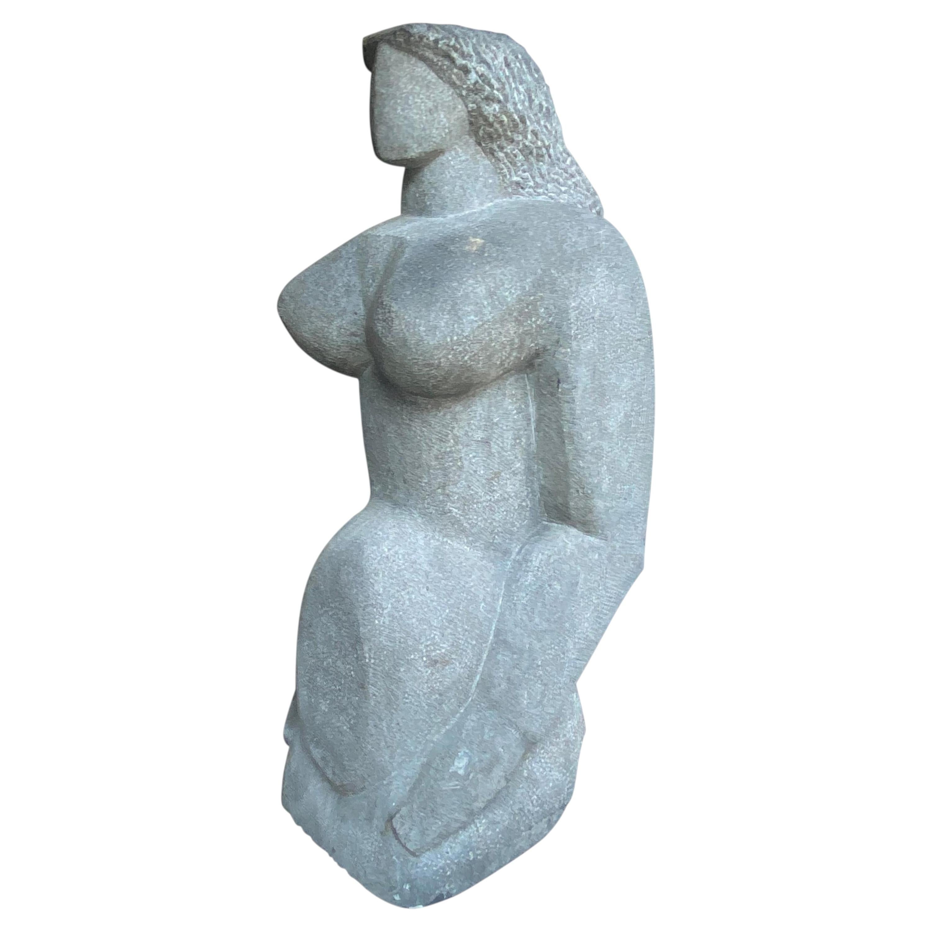 Stievenart Michel (1910-1991) blue stone sculpture, Dated 1962 For Sale