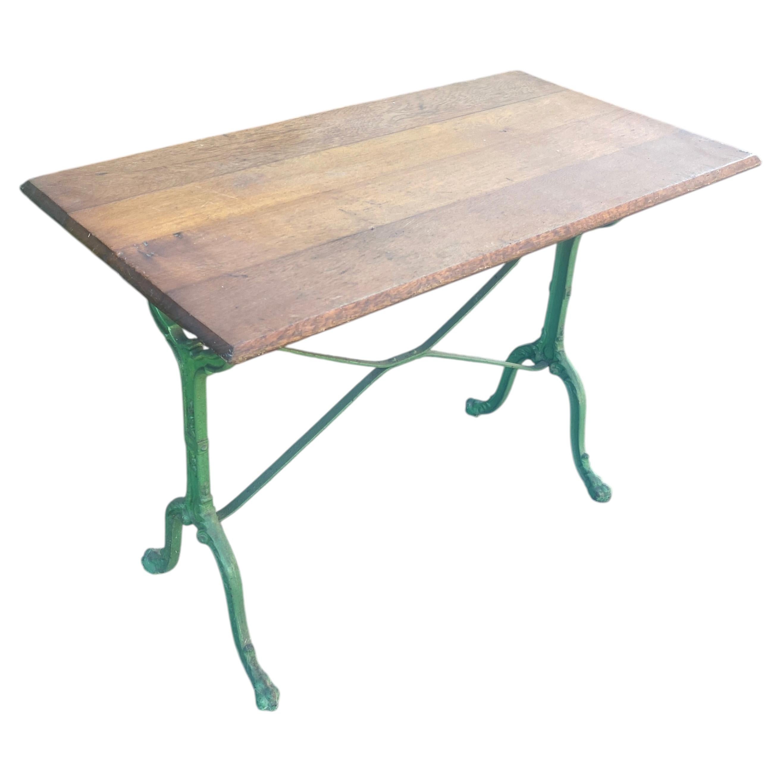 cast iron and oak bistrot table, circa 1900