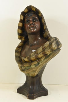 Antique orientalist plaster bust of a man, circa 1900-1930.