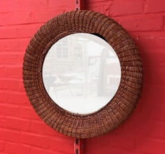 Rattan mirror, circa 1970.