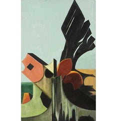 Danièle Perré (1924–2009). Der Propeller mit den Algen. Huile sur toile. Signé