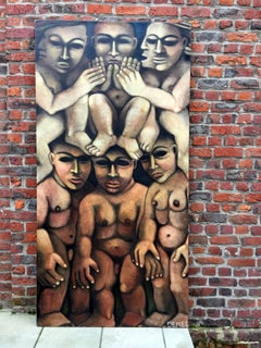 Michèle Demedts, grande huile sur toile signée Demedts, vers 1990