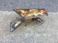 Table basse avec système, vers 1950. Décor Grottes de Lascaux