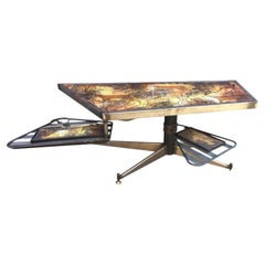 Table basse avec système, vers 1950. Décor Grottes de Lascaux