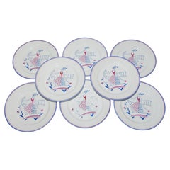 Huit assiettes Art Déco Primavera et Limoges