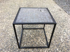 Mado Jolain. Table basse circa 1950-1960 en fer forgé et céramique