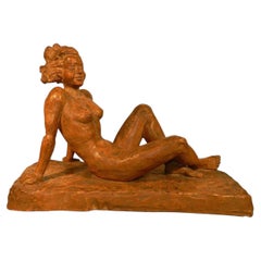 Paul Serste, grande sculpture Art Deco en terre cuite, signée