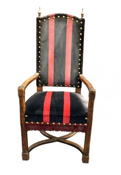 Série de 6 chaises et 2 fauteuils en chêne et velours ras d'origine.