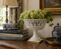 Mid-20th Century Neoclassical Regency Reticulated Porcelain Basket