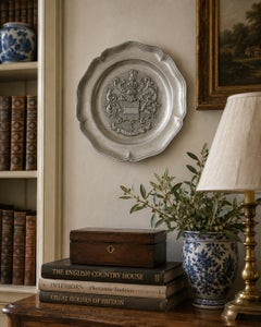 French Les Etains du Prince Pewter Leuven Coat of Arms Wall Plate