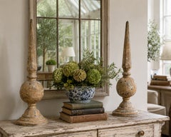 Pair of Weathered Cast Iron Garden Finials, Late 20th Century