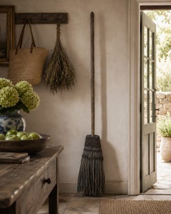 Early 19th Century American Handmade Wooden Twig Broom in Primitive Style