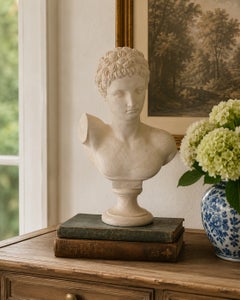Busto vintage in gesso in stile neoclassico raffigurante Hermes, fine del XX secolo