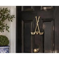 Bussola per porta vintage in ottone fuso a forma di mazza da golf, stile Mid-Century Modern