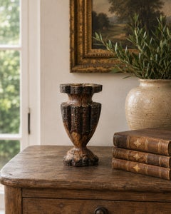 1970s Hand-Carved Chrysanthemum Wood Vase, Marshall Field’s