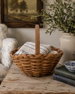 Antiker amerikanischer Splint Oak Korb mit Handgriff Form, Anfang 20.
