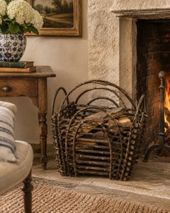 Antique American Rustic Twig Basket with Handled Form, Early 20th Century