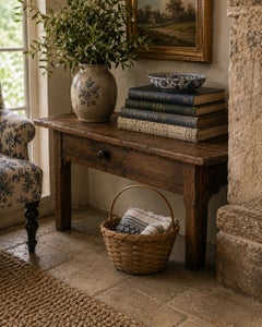 Antique American Splint Oak Basket with Handled Form, Early 20th Century