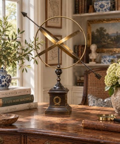 Large Classical Iron Armillary Sphere Garden Sculpture on Stand, English Estate