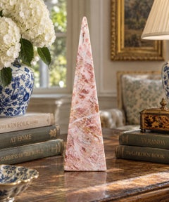 Late 20th Century Neoclassical Marble Obelisk in Variegated Pink Stone