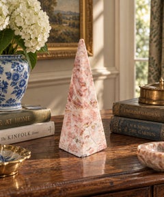 Late 20th Century Neoclassical Marble Obelisk in Variegated Pink Stone