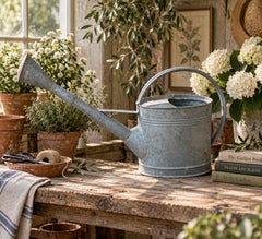 Vintage Galvanized Steel and Copper Garden Watering Can, Circa 1940s