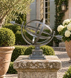 Brutalist Style Iron Garden Armillary Sundial, USA, 20th Century