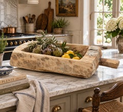 19th Century French Hand-Carved Wood Cheese-Making Trough Bowl