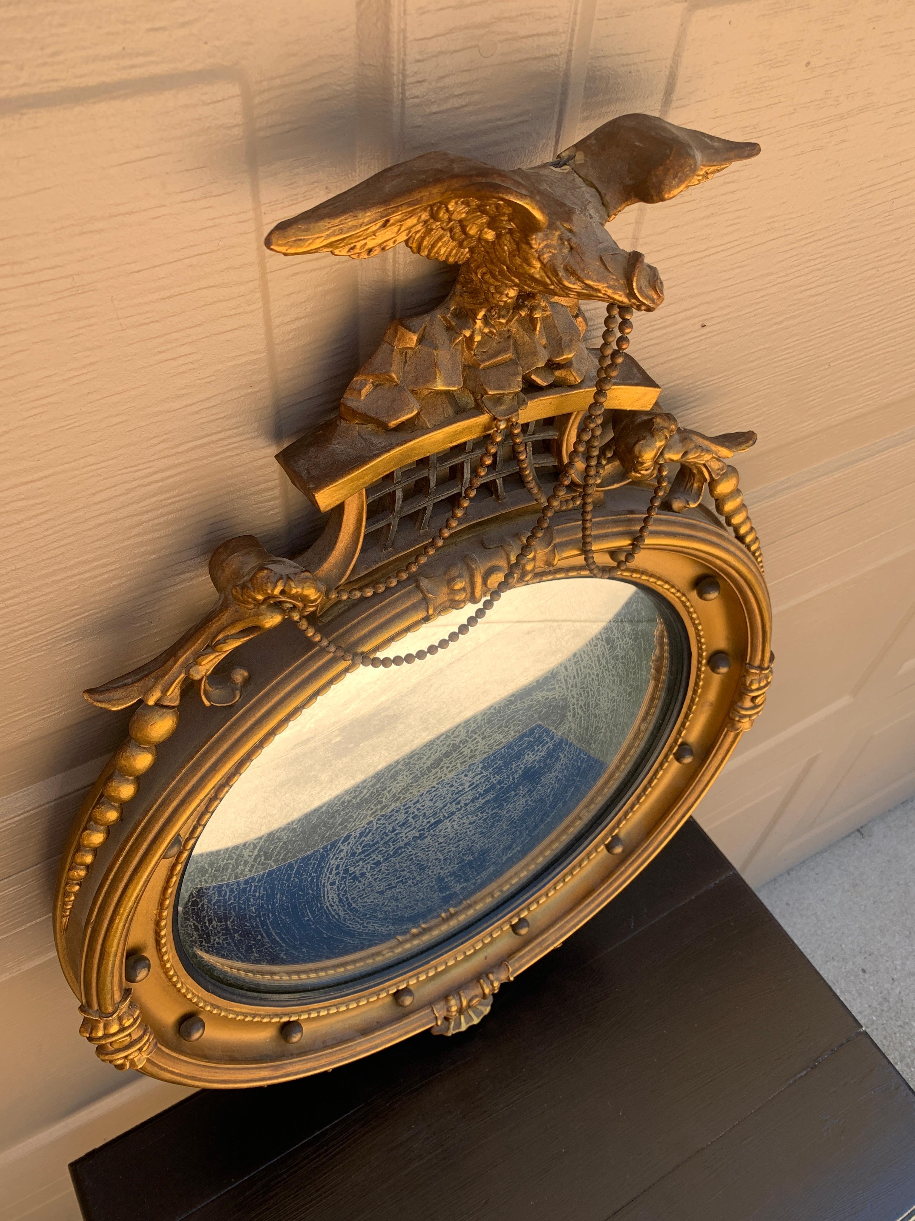 American Federal Gilt Eagle Bullseye Convex Mirror For Sale 1