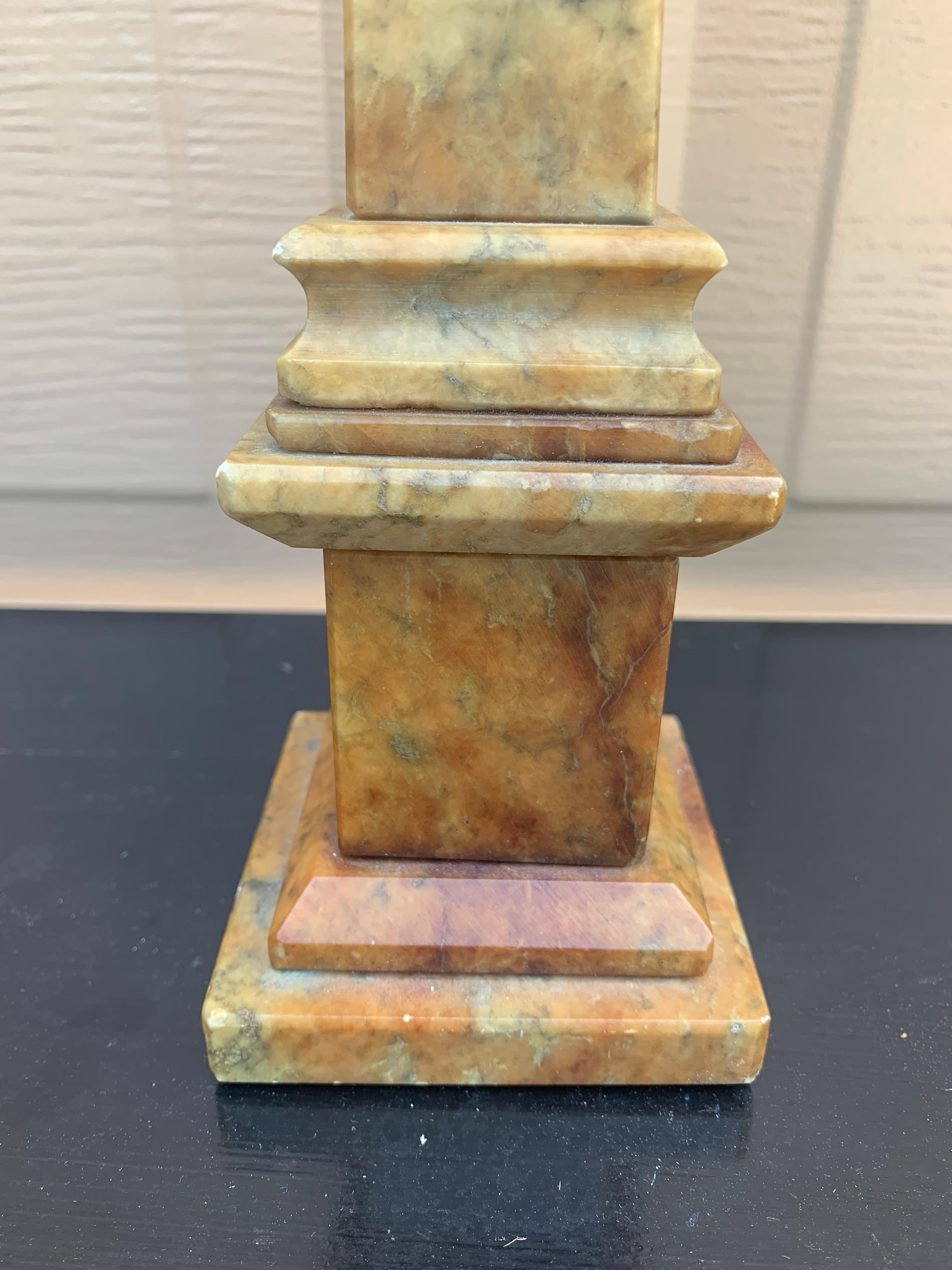 Neoclassical Grand Tour Italian Solid Marble Obelisk For Sale 2