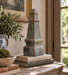 Vintage Neoclassical Metal Garden Finial or Obelisk