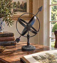 Black Iron Armillary Globe Sculpture – Traditional Landscape & Garden Decor