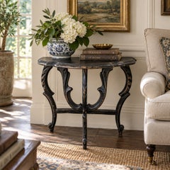 Late 19th Century American Victorian Black Painted Carved Walnut Side Table