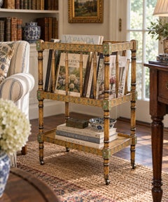 1960s Painted French Country Canterbury Book Stand on Casters